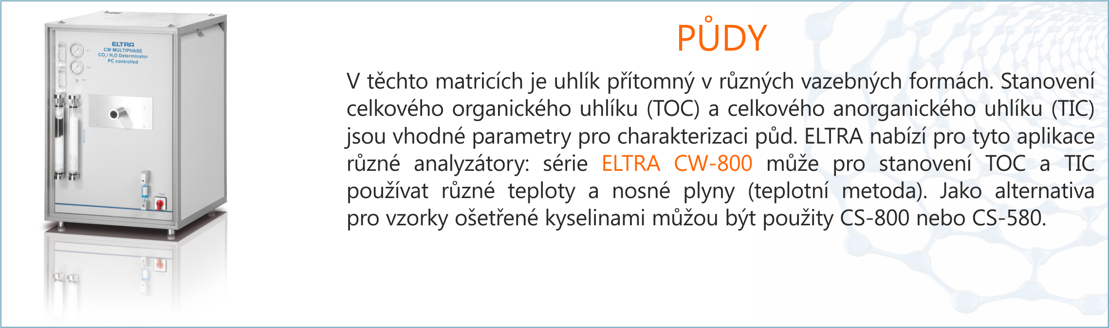 Analyzátory ELTRA pro půdy